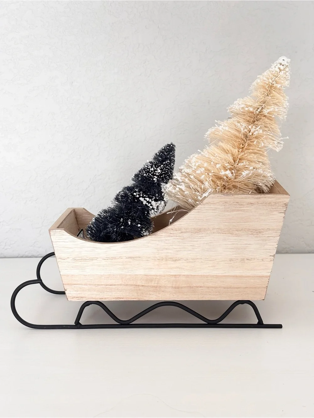 TARGET Wood Sleigh & Bottle Brush Trees NWT